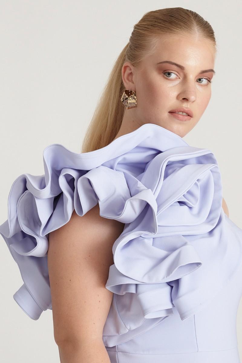 Lilac Plus Size Crepe Maxi Sleeveless Dress