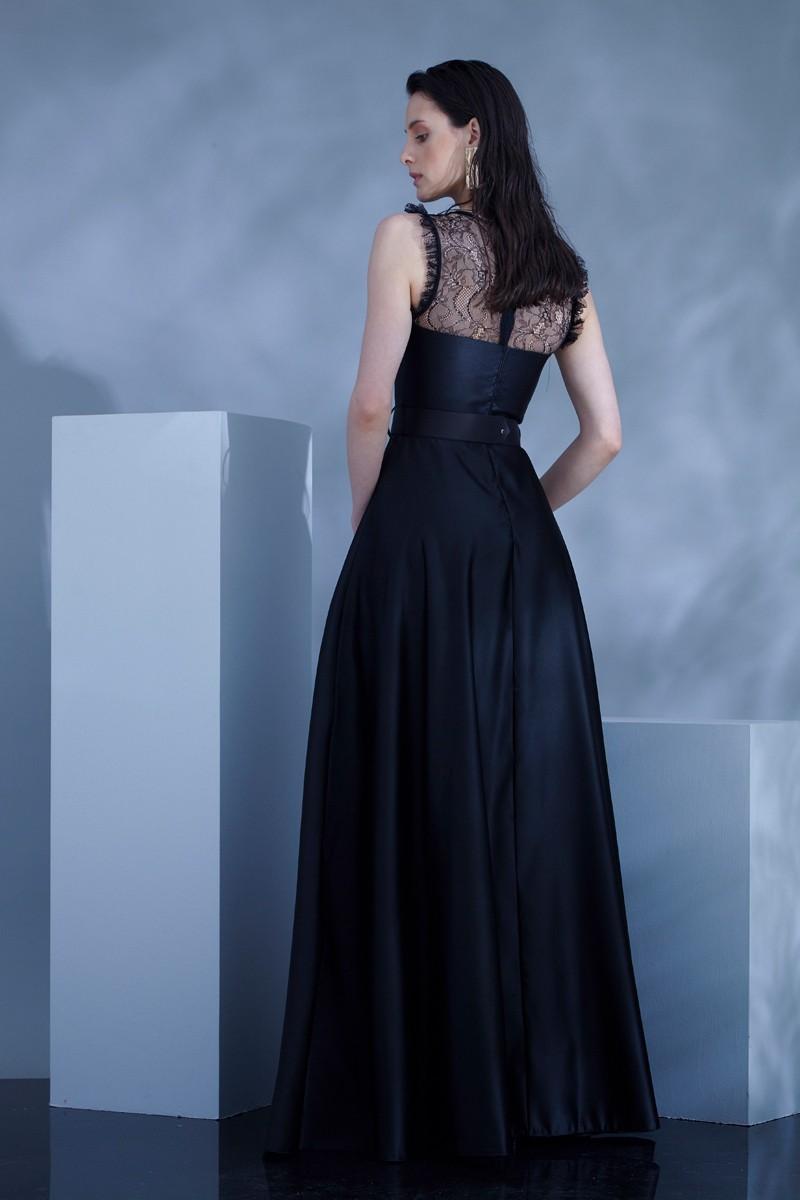 Black Satin Maxi Sleeveless Dress