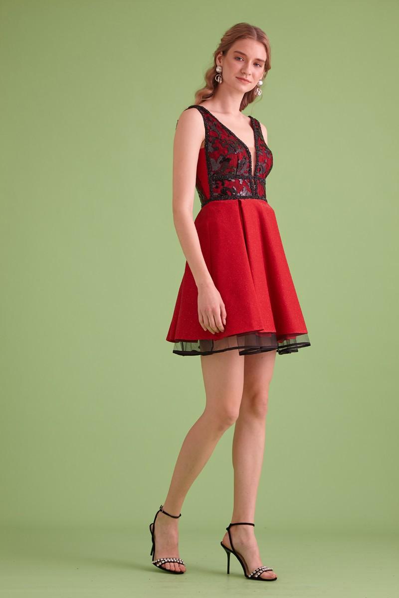 Red Knitted Sleeveless Mini Dress