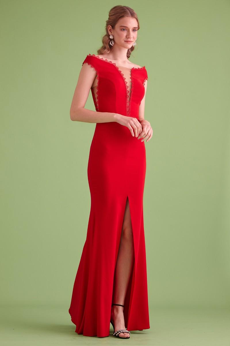 Red Crepe Sleeveless Maxi Dress