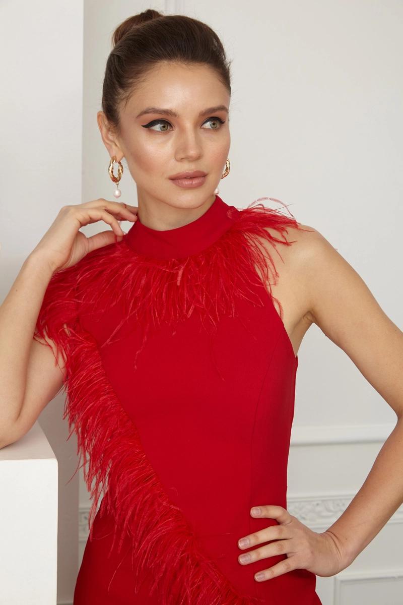 Red Crepe Sleeveless Mini Dress