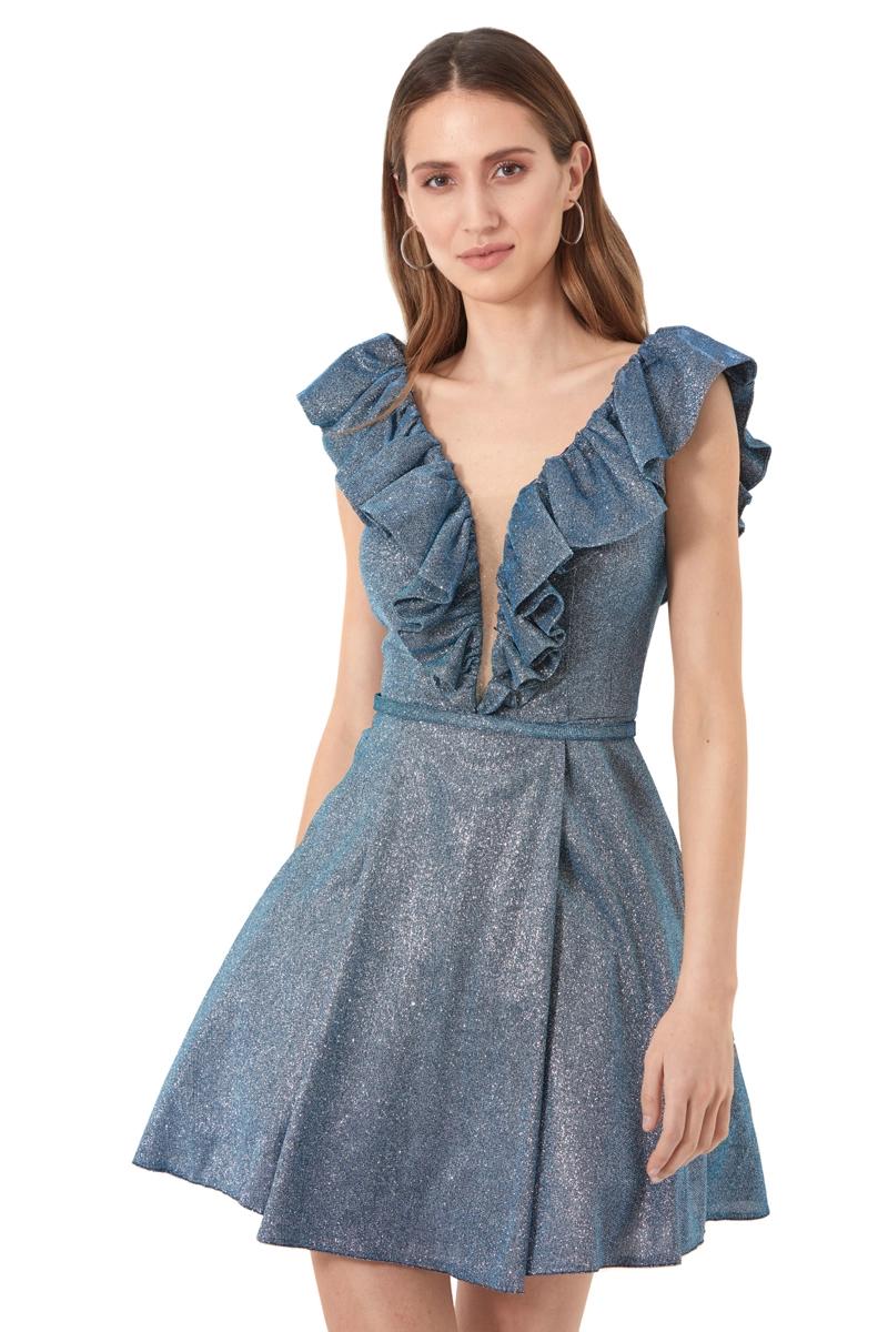 Saxon Blue Sleeveless Mini Dress