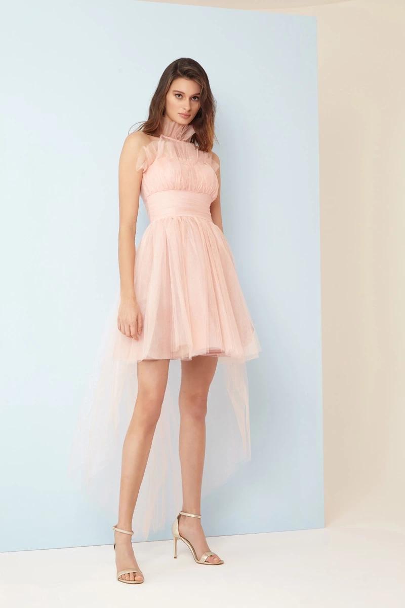 Blush tulle sleeveless mini dress