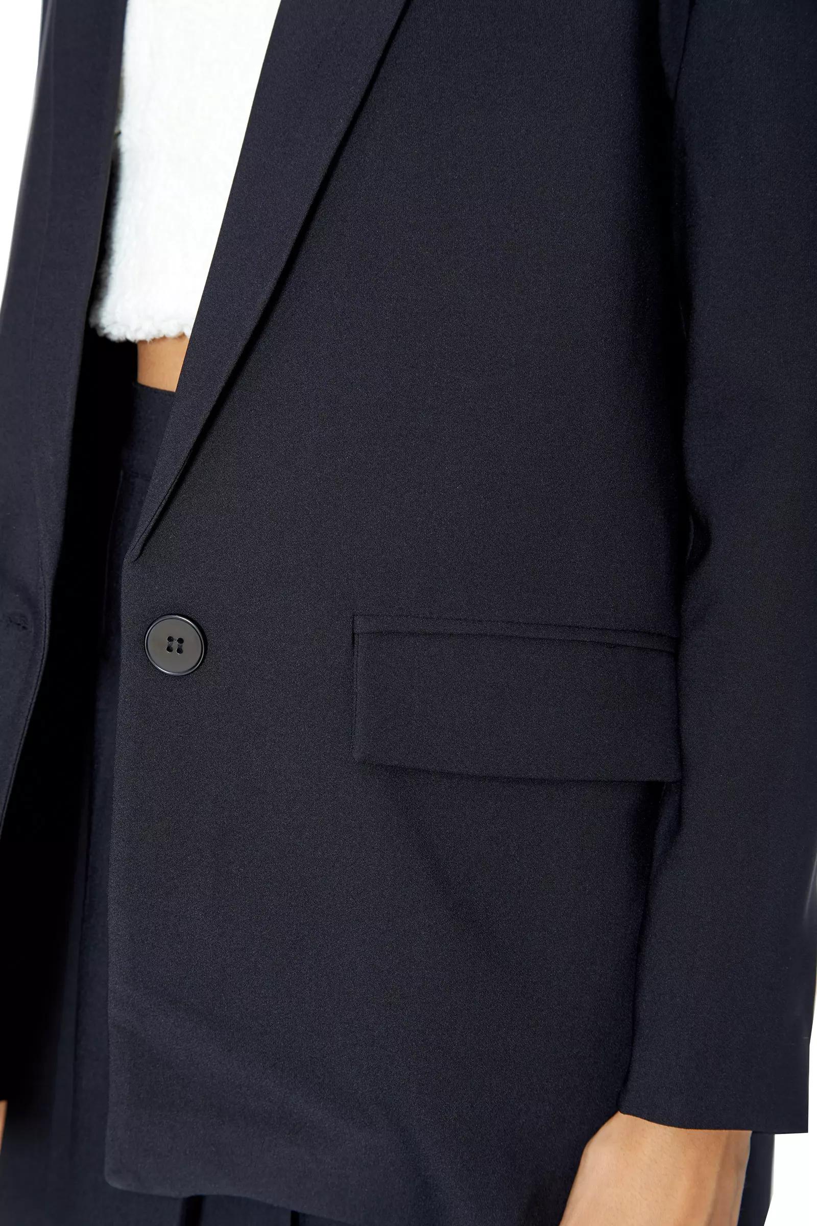 Black Crepe Long Sleeve Jacket