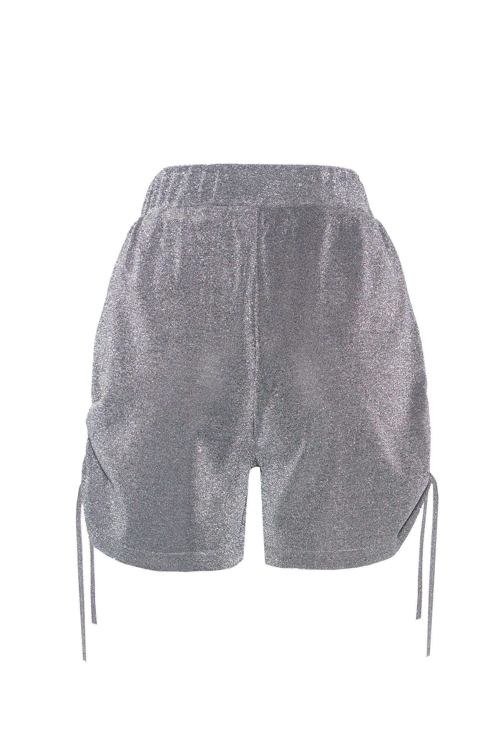 Silver Woven Mini Shorts