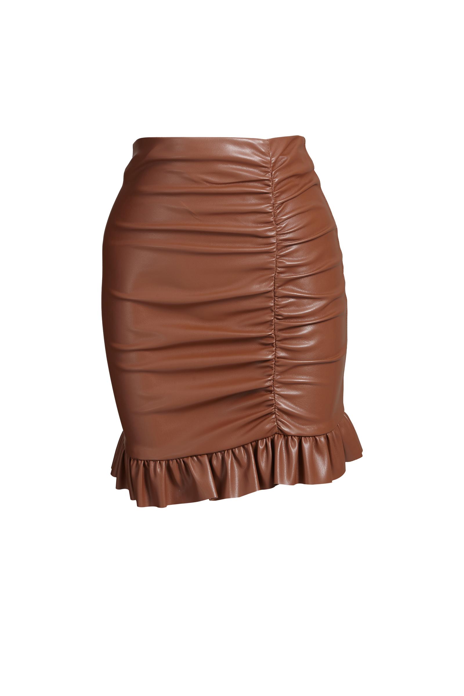 Brown Leather Mini Skirt