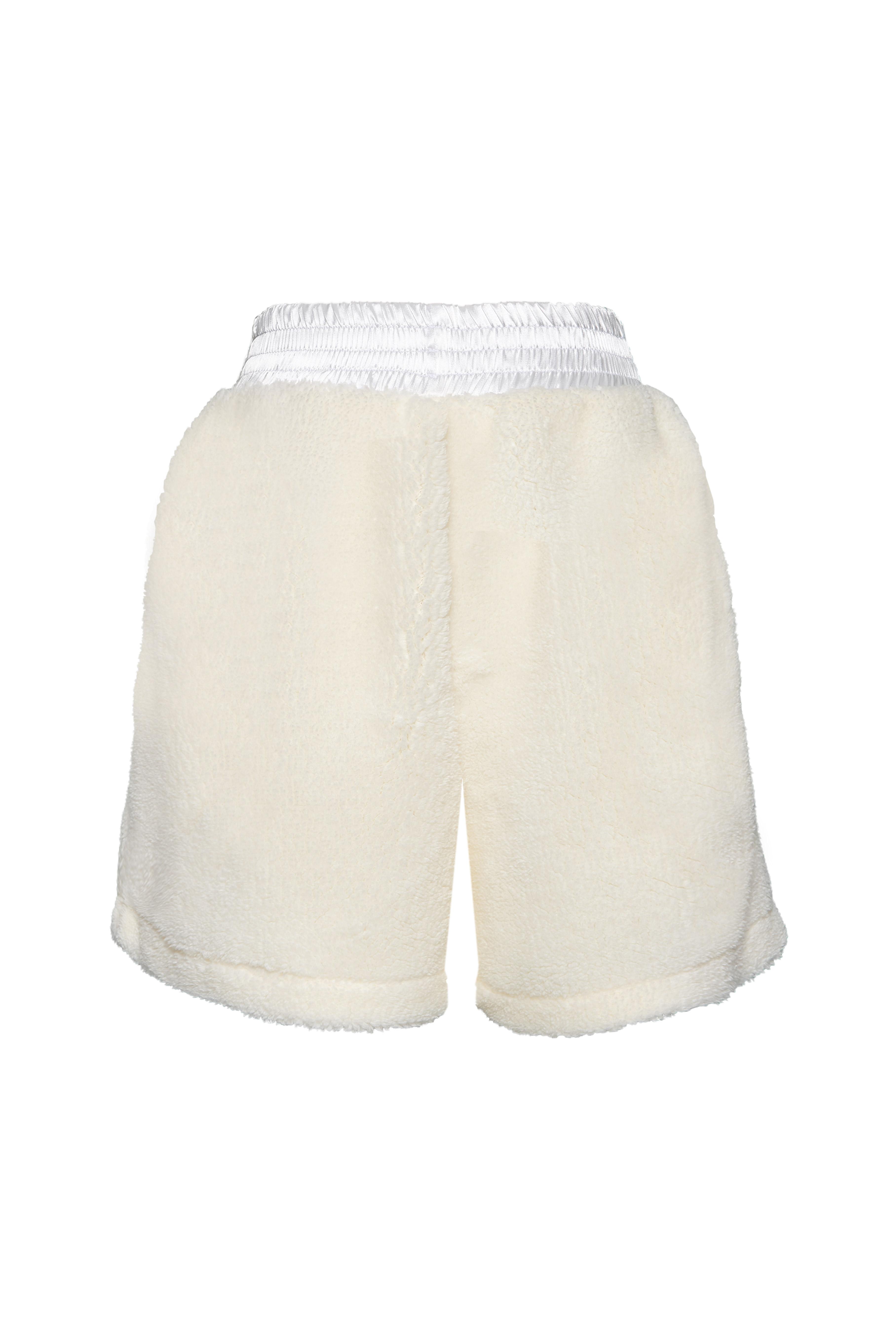 White Teddy Bear Mini Shorts