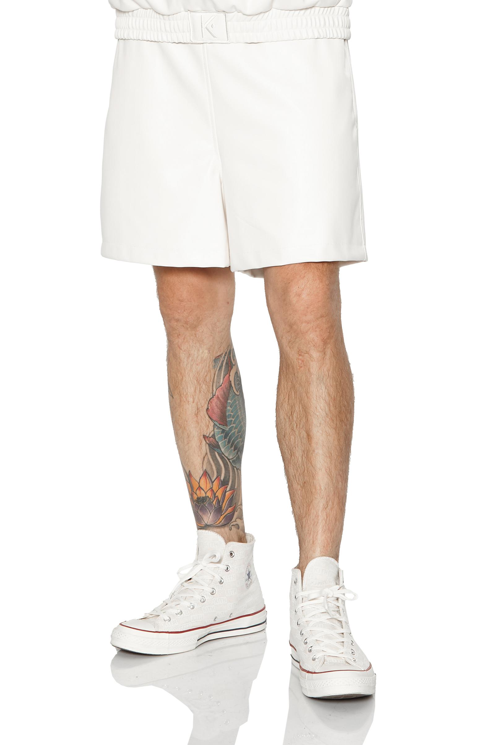 White Leather Mini Shorts