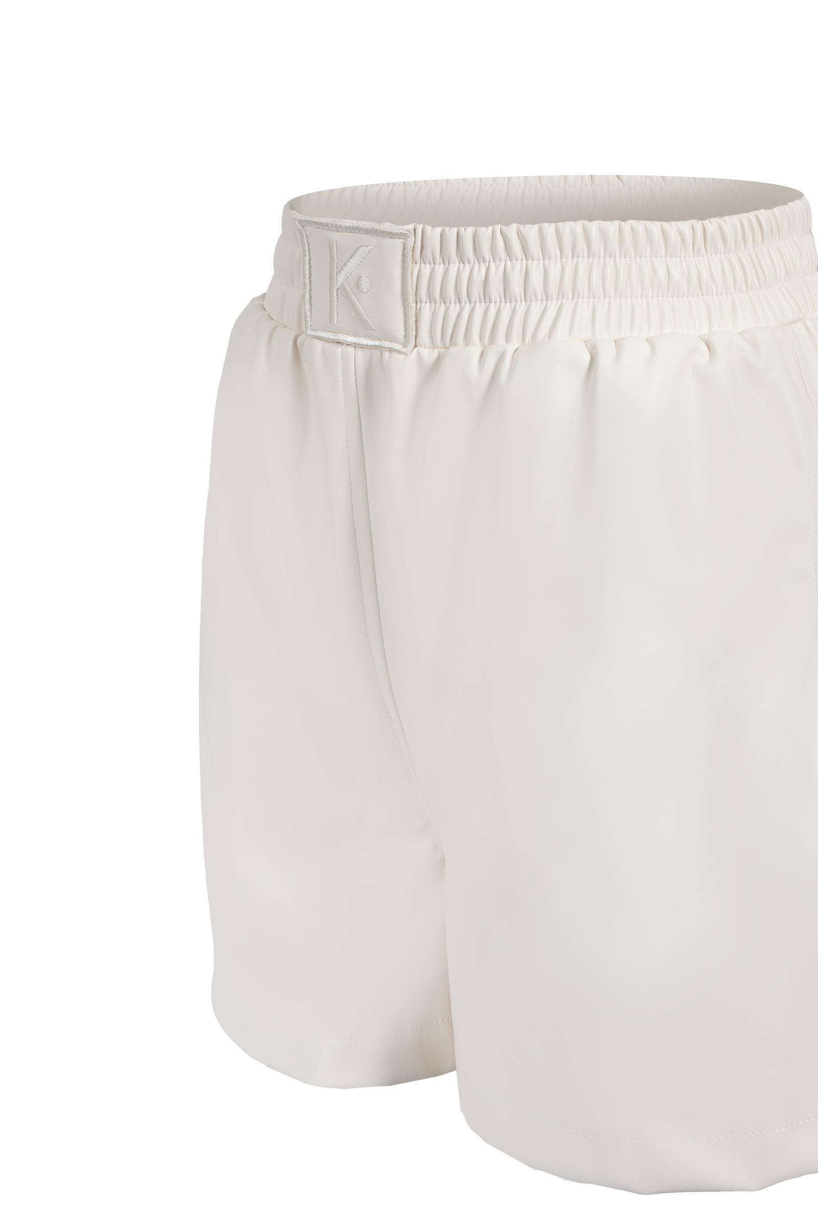 White Leather Mini Shorts