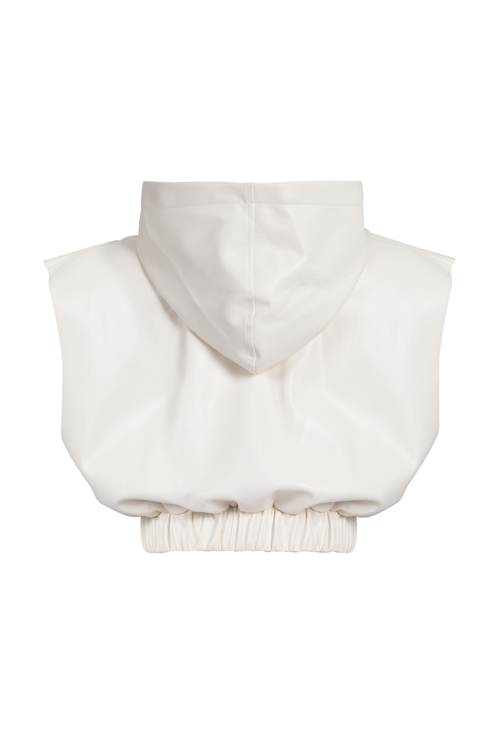 White Leather Sleeveless Crop Top