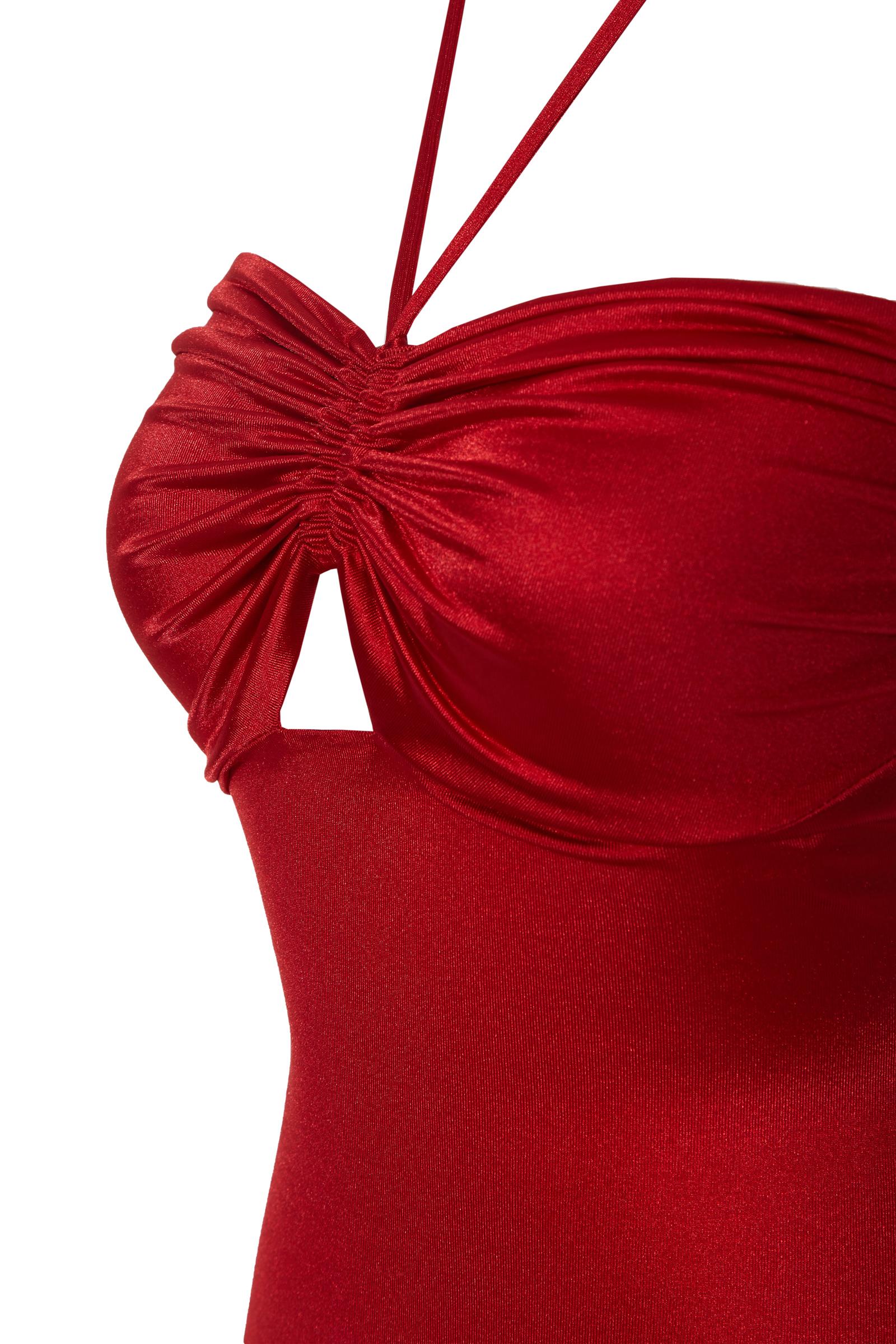 Red Satin Sleeveless Maxi Dress
