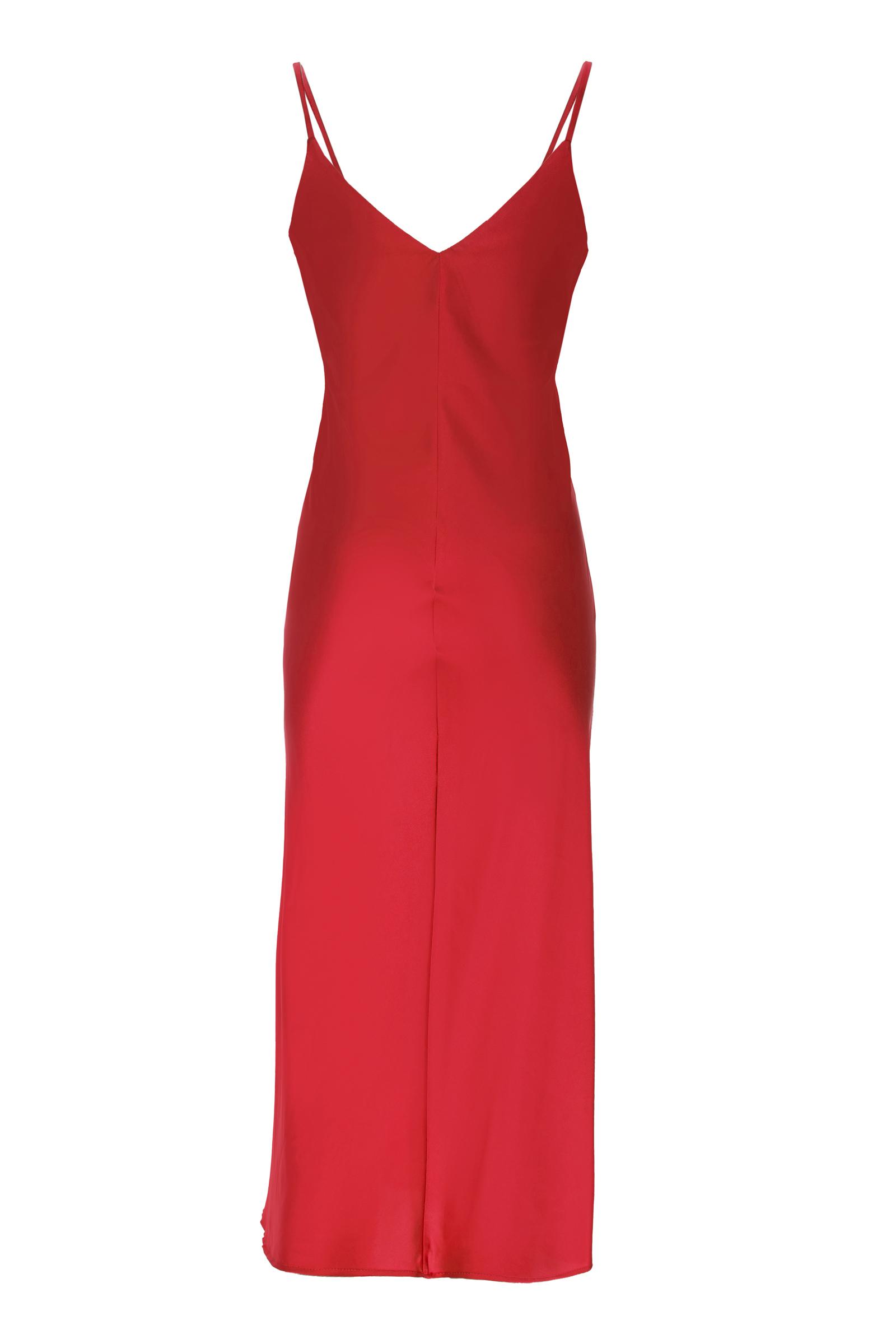 Red Satin Sleeveless Maxi Dress
