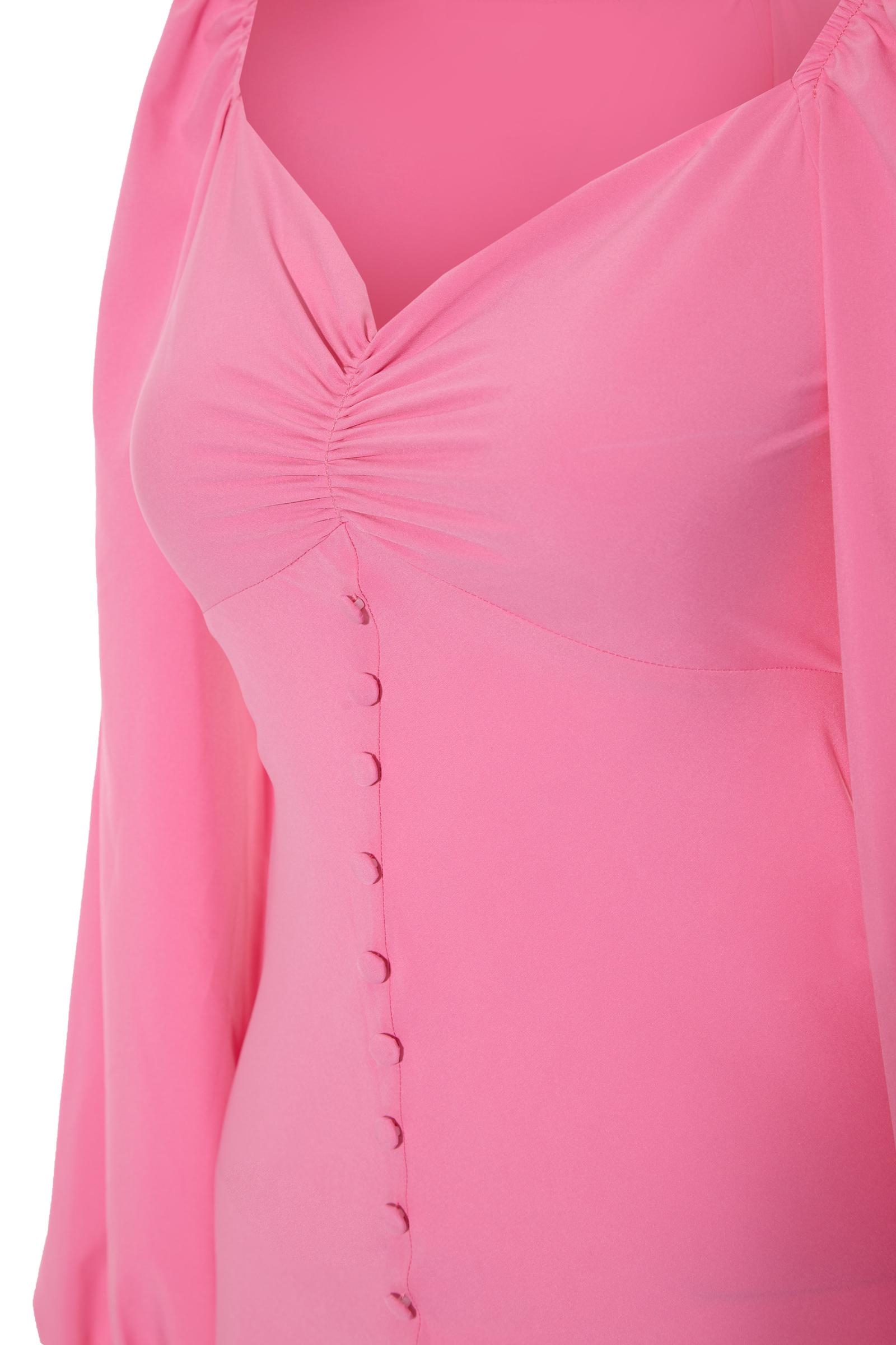 Pink Satin Long Sleeve Maxi Dress