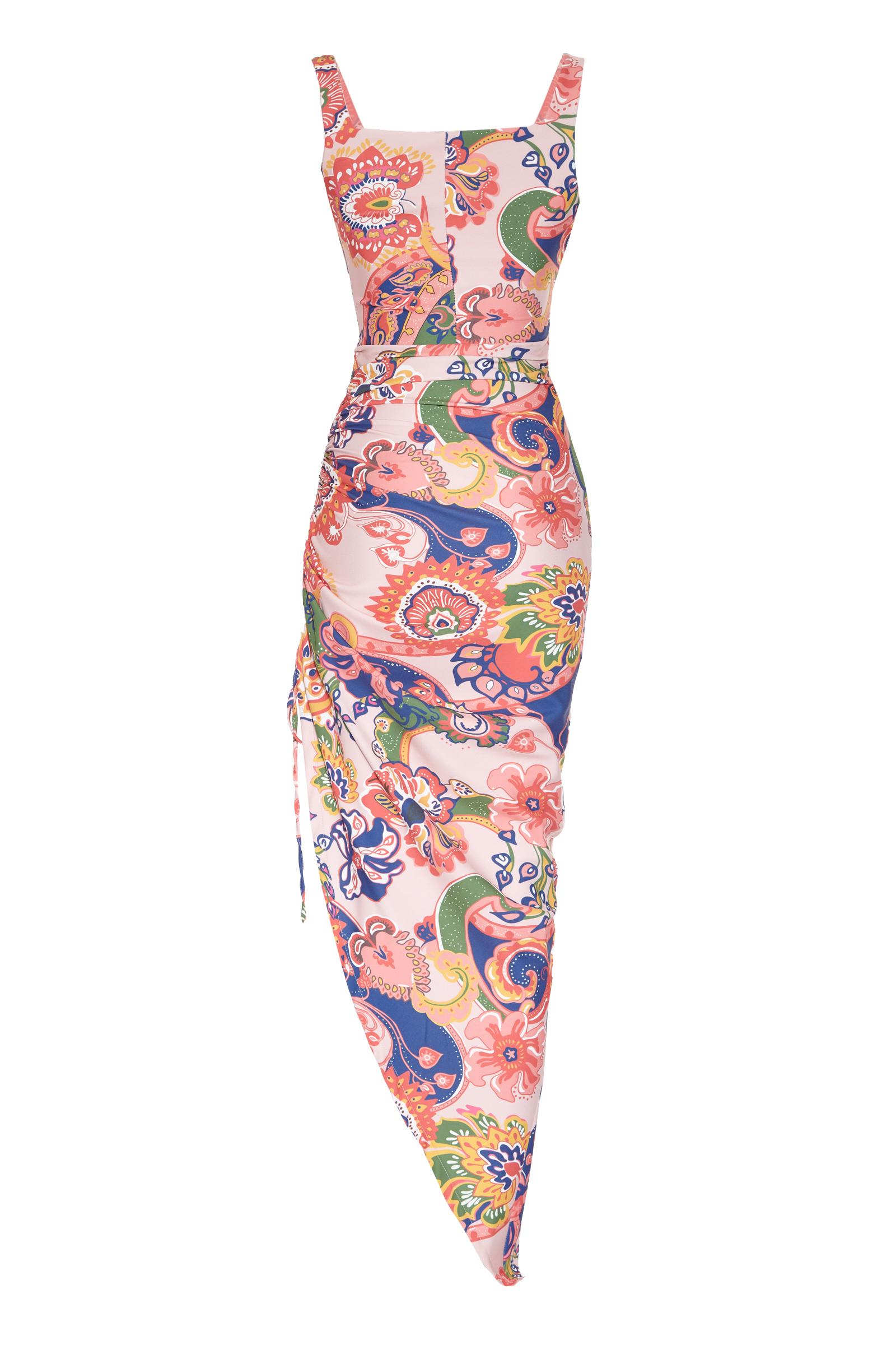Printed crepe sleeveless maxi dress