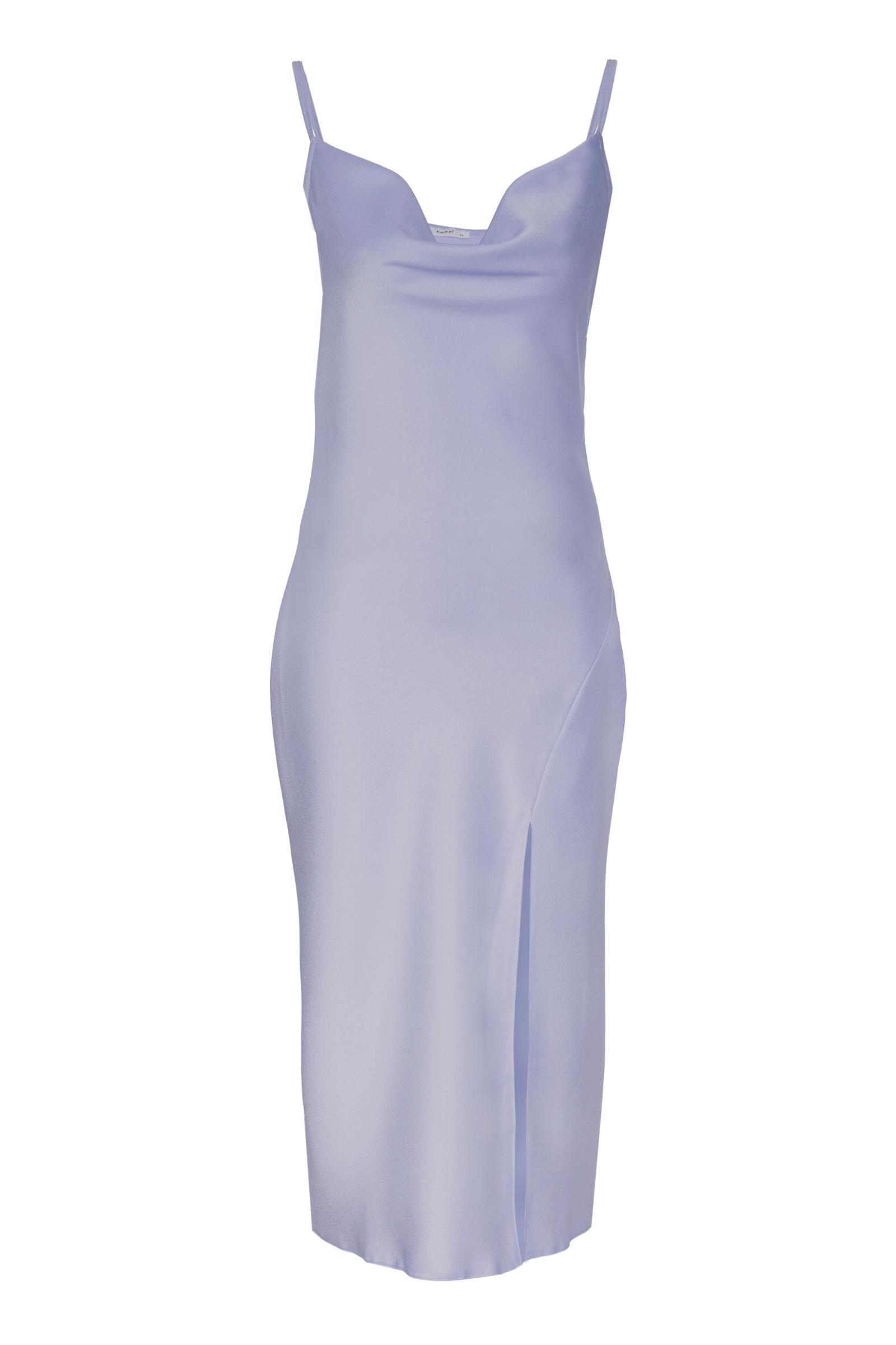 Lilac satin sleeveless maxi dress