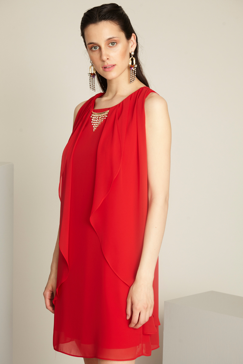 Red plain dress