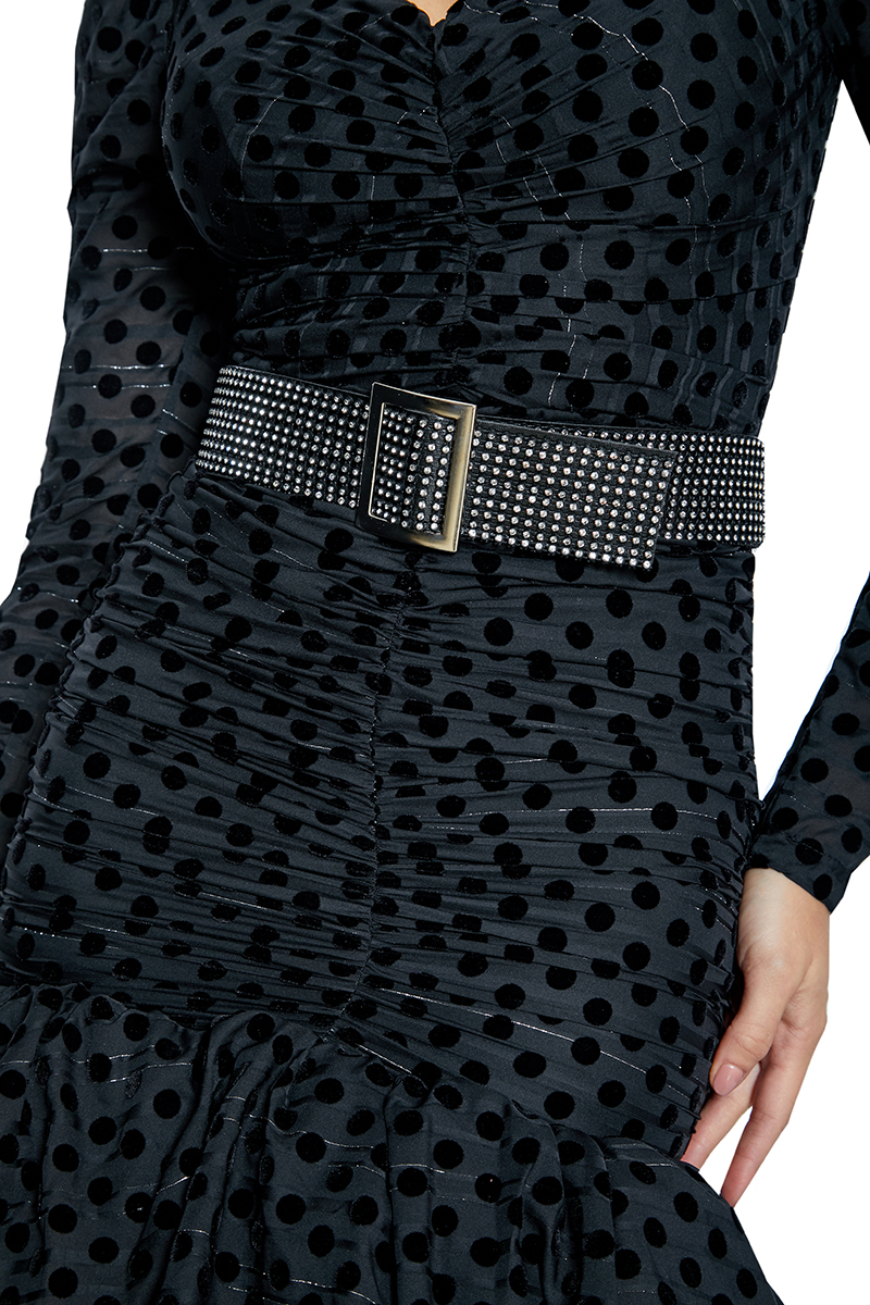 Black tulle long sleeve mini dress