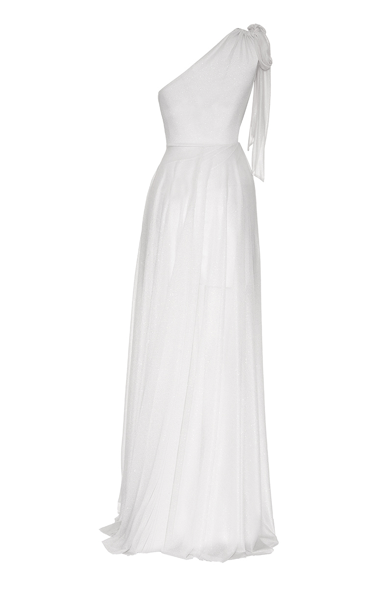 White single sleeve maxi dress