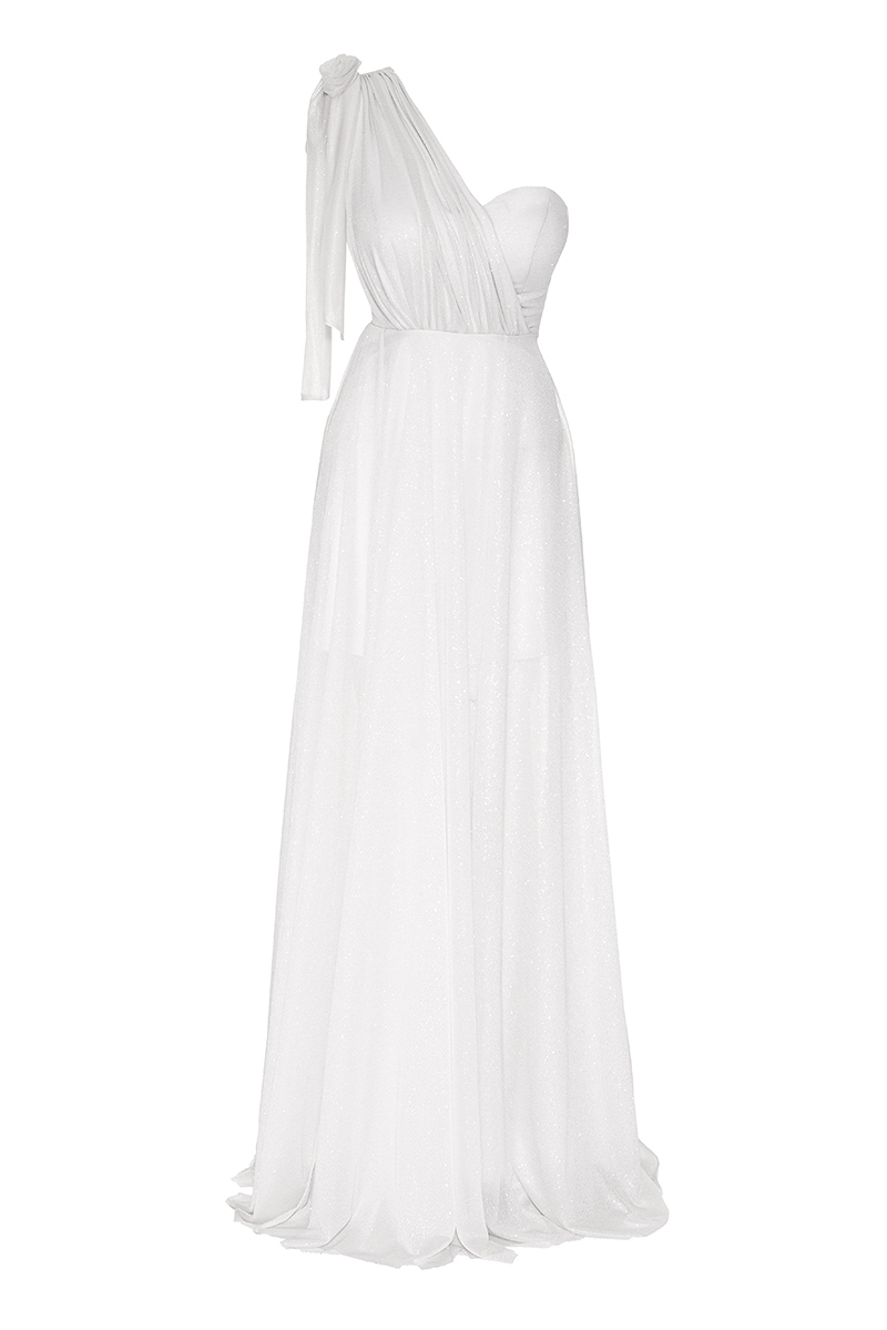 White single sleeve maxi dress