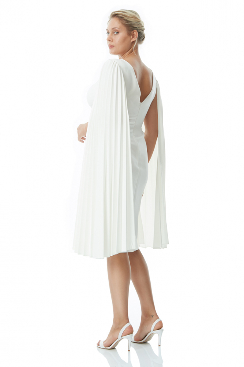 White plus size crepe long sleeve maxi dress