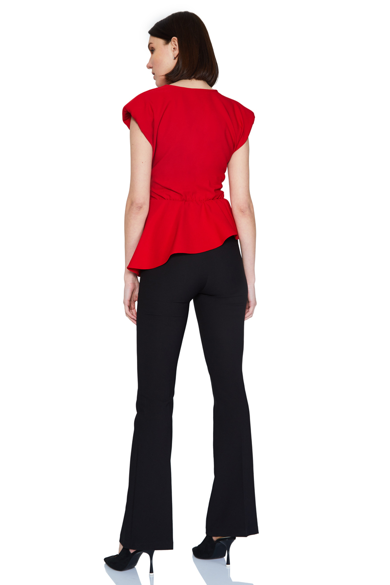 Red crepe sleeveless mini blouse