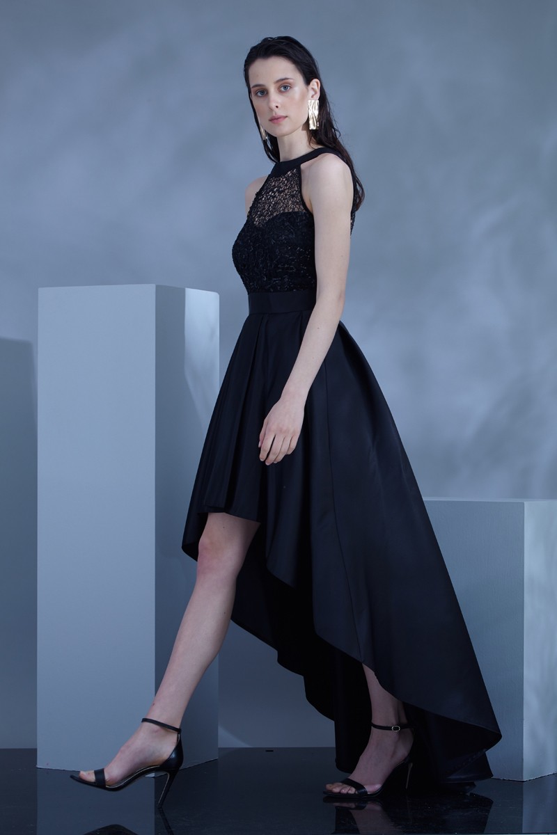 Black Satin Sleeveless Maxi Dress