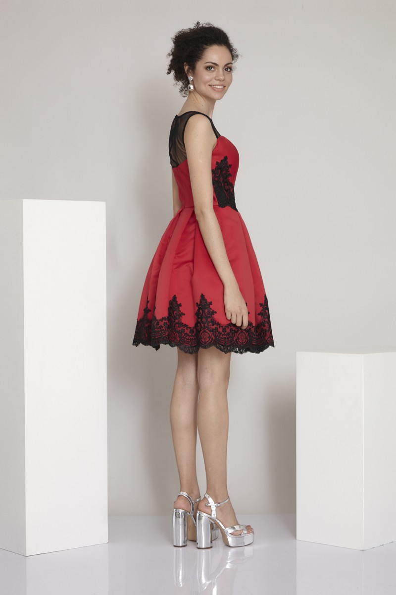 Red Satin Sleeveless Mini Dress