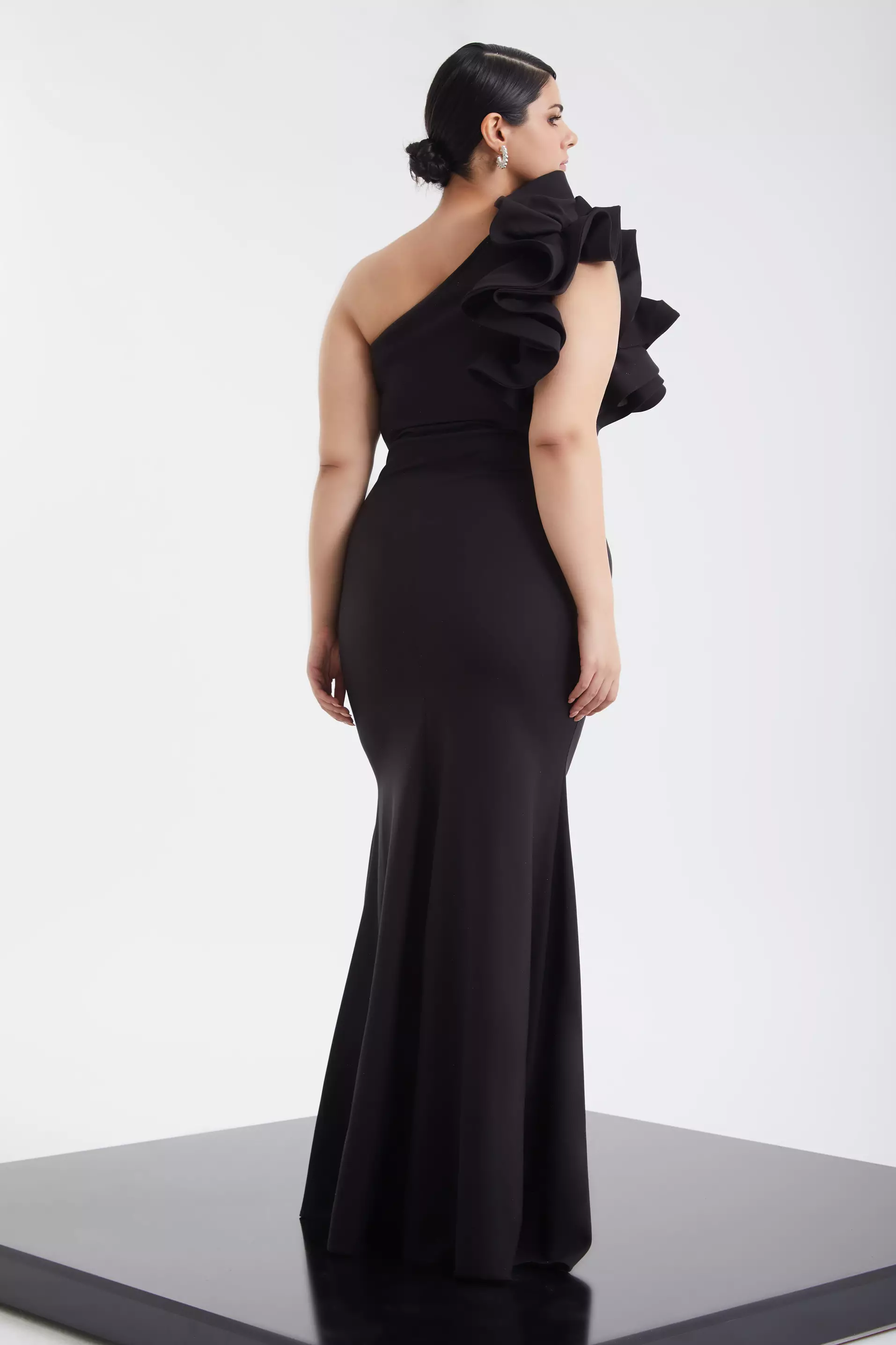 Black Plus Size Crepe Maxi Dress