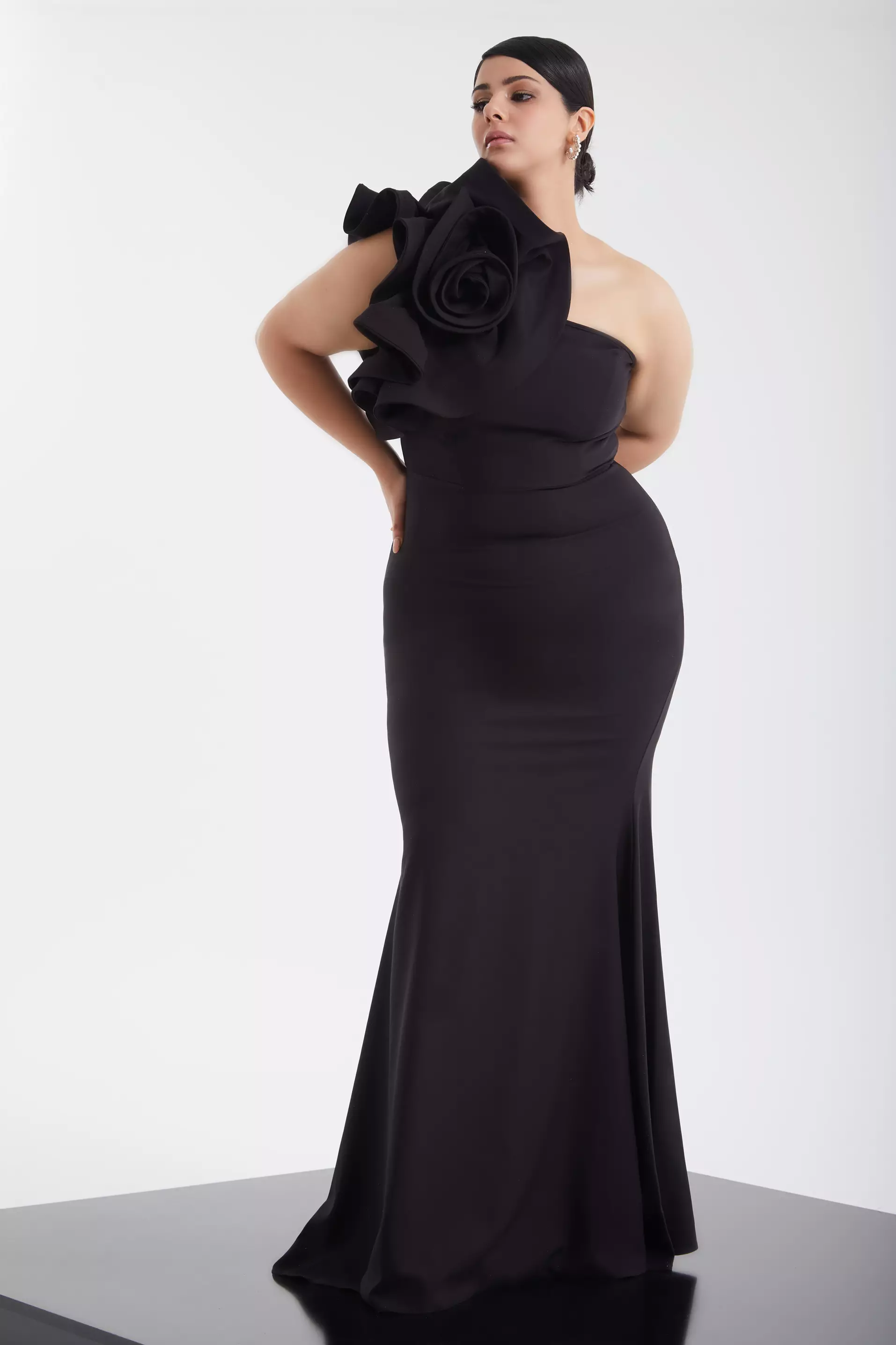 Black Plus Size Crepe Maxi Dress