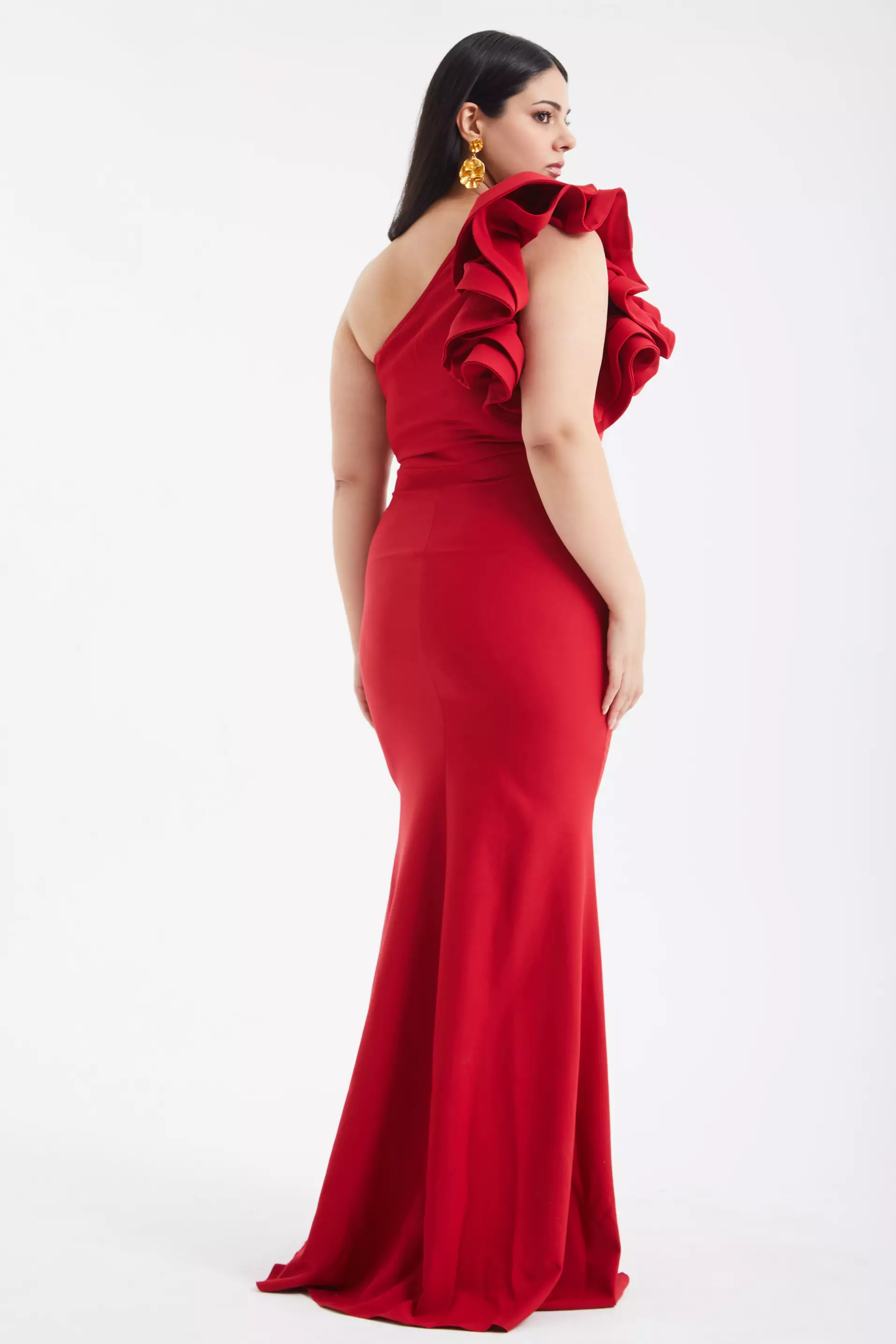 Red Plus Size Crepe Maxi Dress
