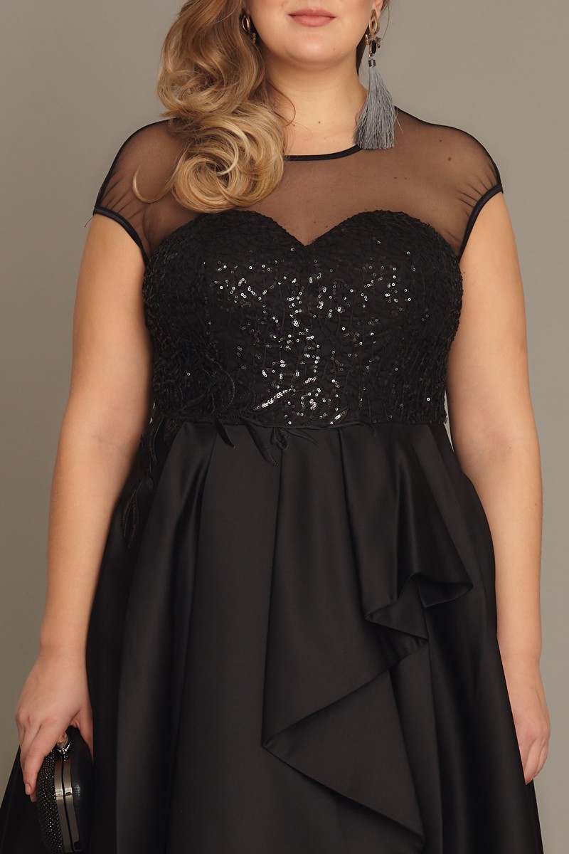 Black Plus Size Satin Sleeveless Mini Dress