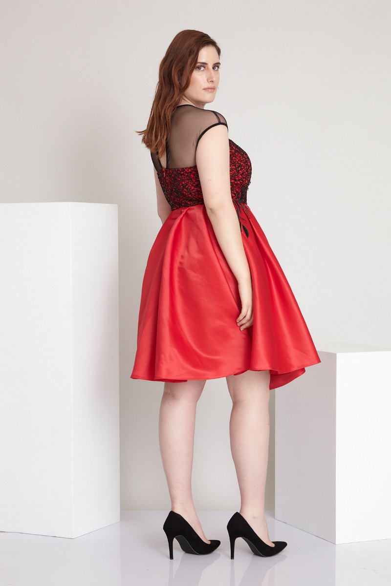 Red Plus Size Satin Sleeveless Mini Dress