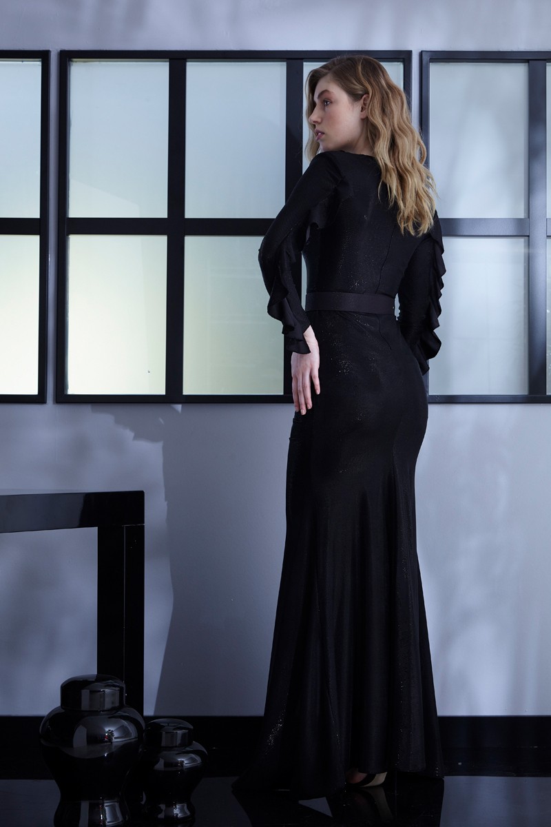 Printed Z56s Woven Maxi Long Sleeve Dress