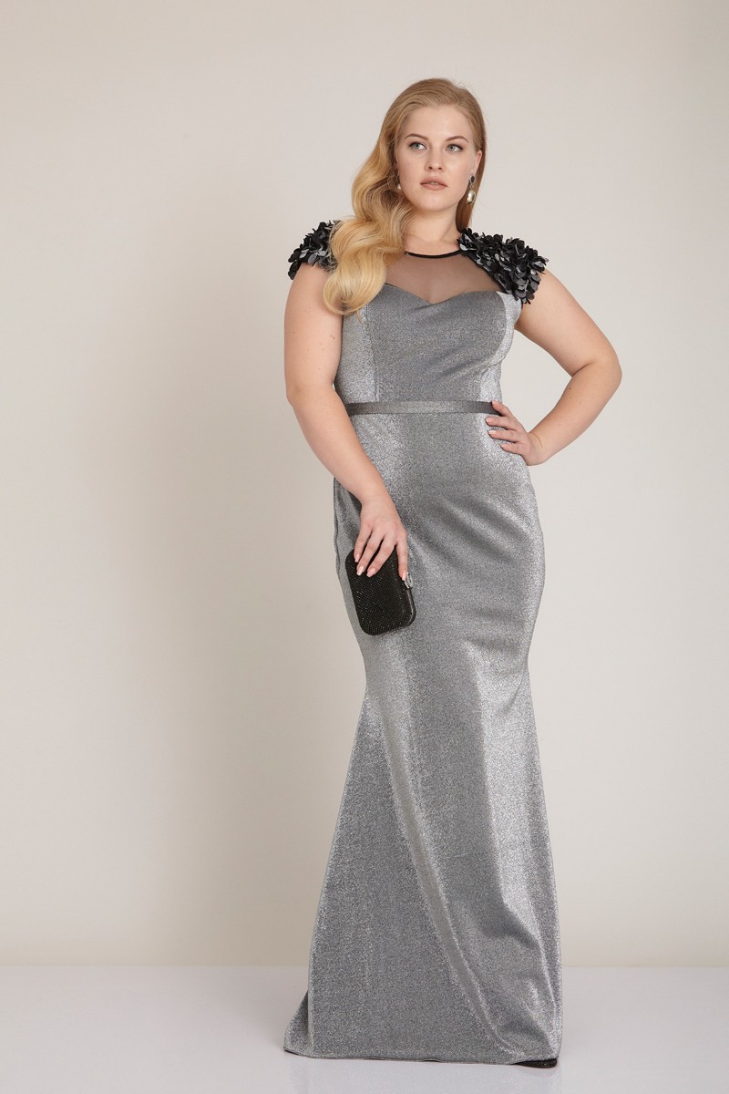 Silver Plus Size Knitted Sleeveless Maxi Dress