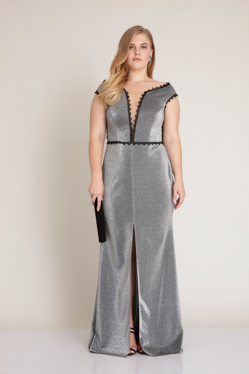 Silver Plus Size Knitted Sleeveless Maxi Dress