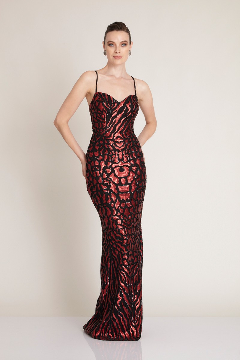 Mixed Sequined Sleeveless Maxi Dress