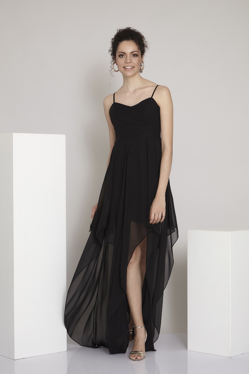 Black chiffon sleeveless maxi dress
