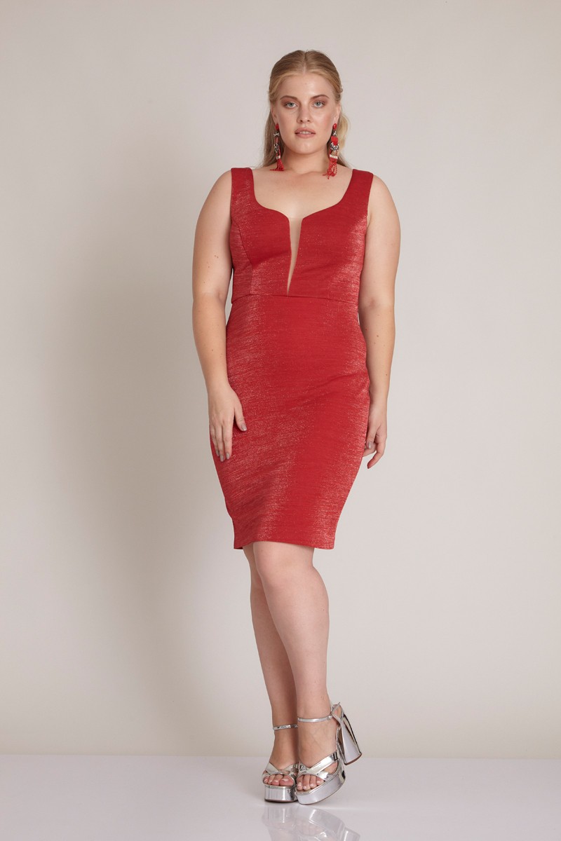 Red Plus Size Knitted Maxi Sleeveless Dress