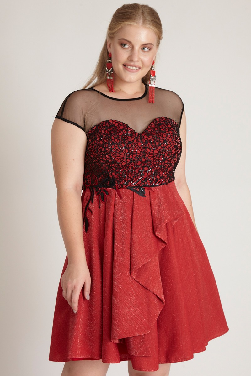 Red Plus Size Knitted Sleeveless Mini Dress
