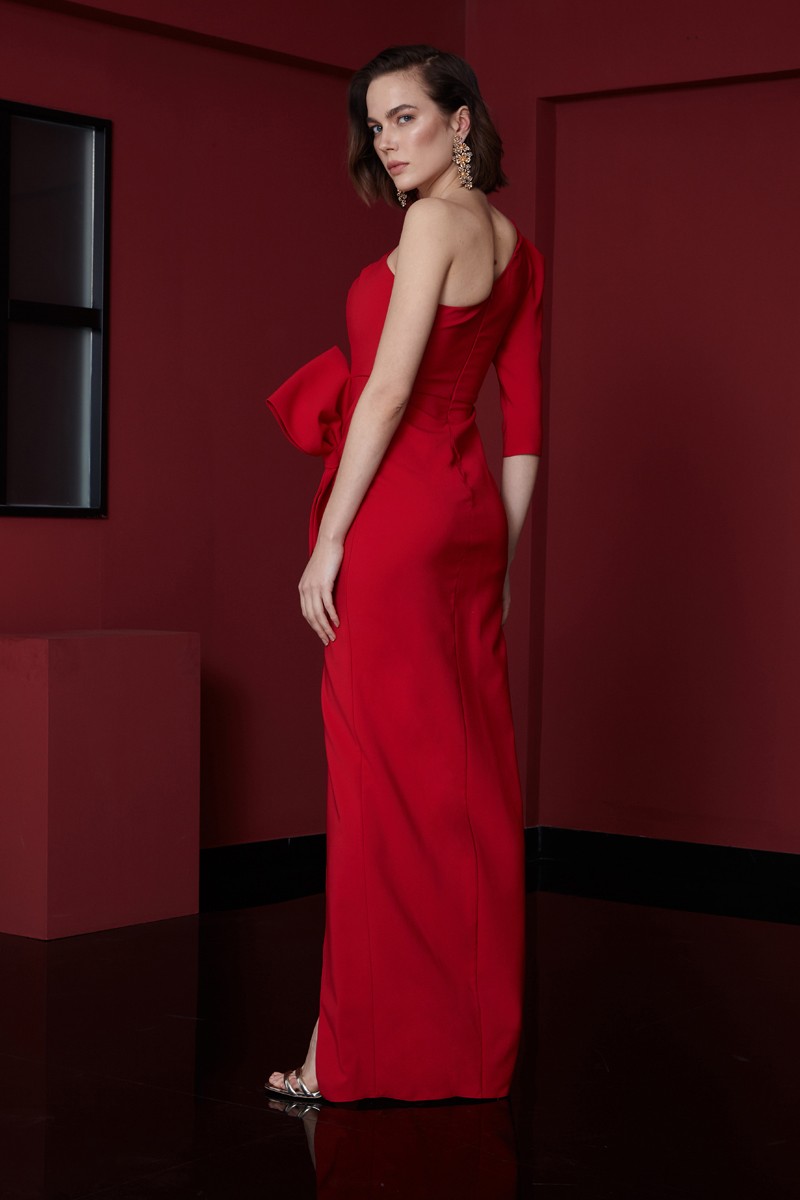 Red Crepe Maxi Dress