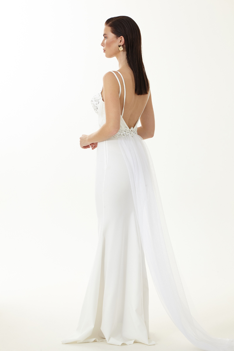 White Crepe Sleeveless Maxi Dress