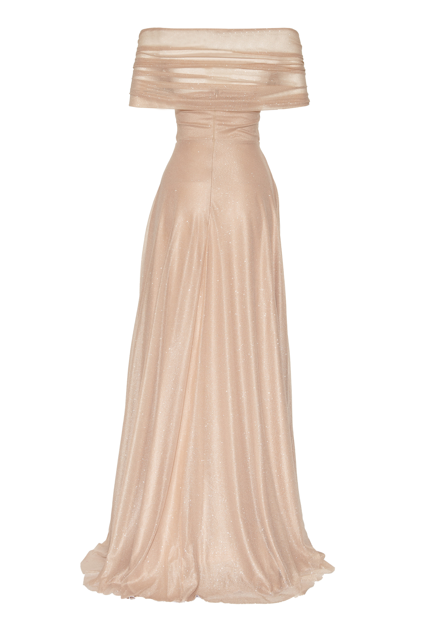 Gold tulle sleeveless maxi dress