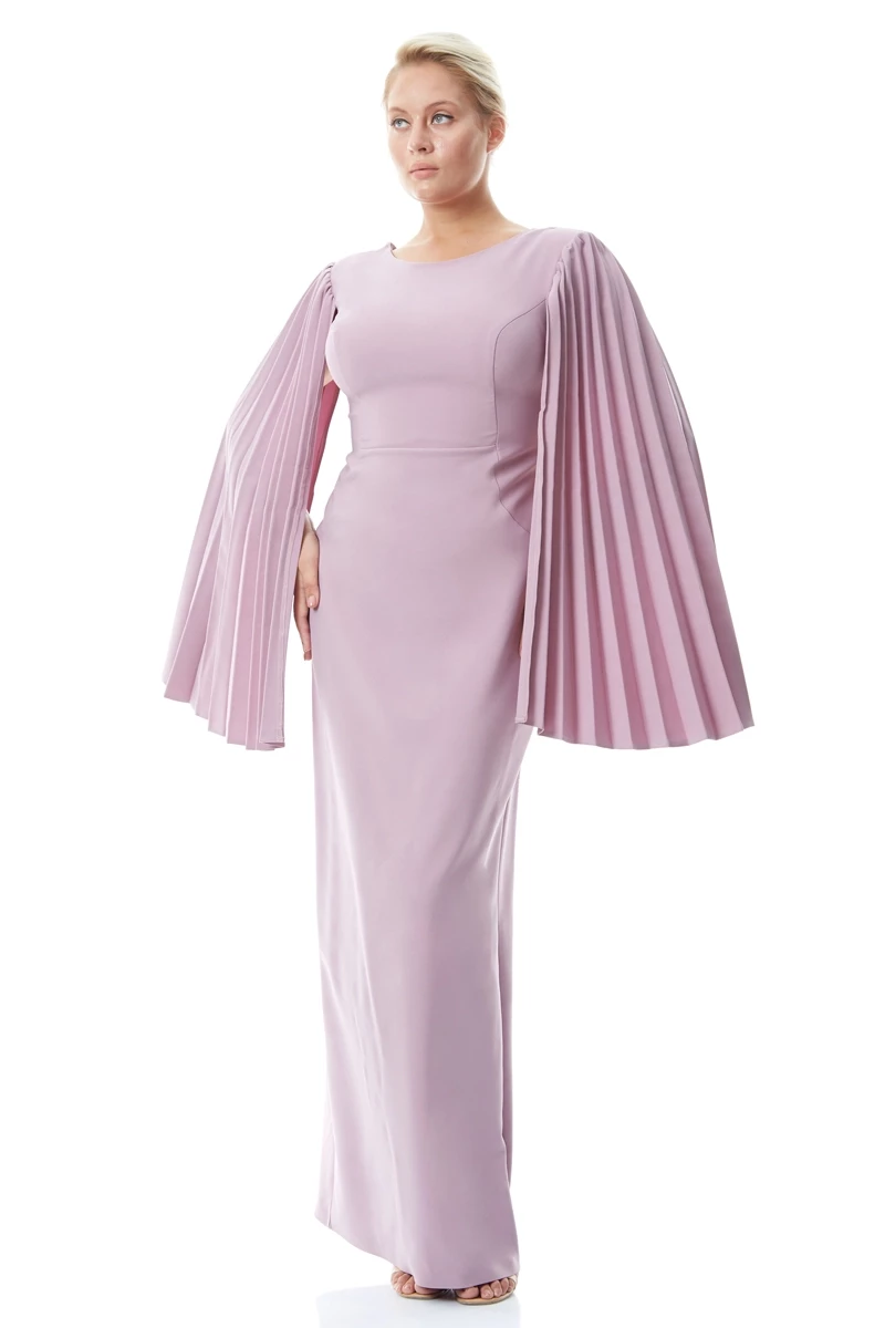Lilac Plus Size Crepe Long Sleeve Maxi Dress