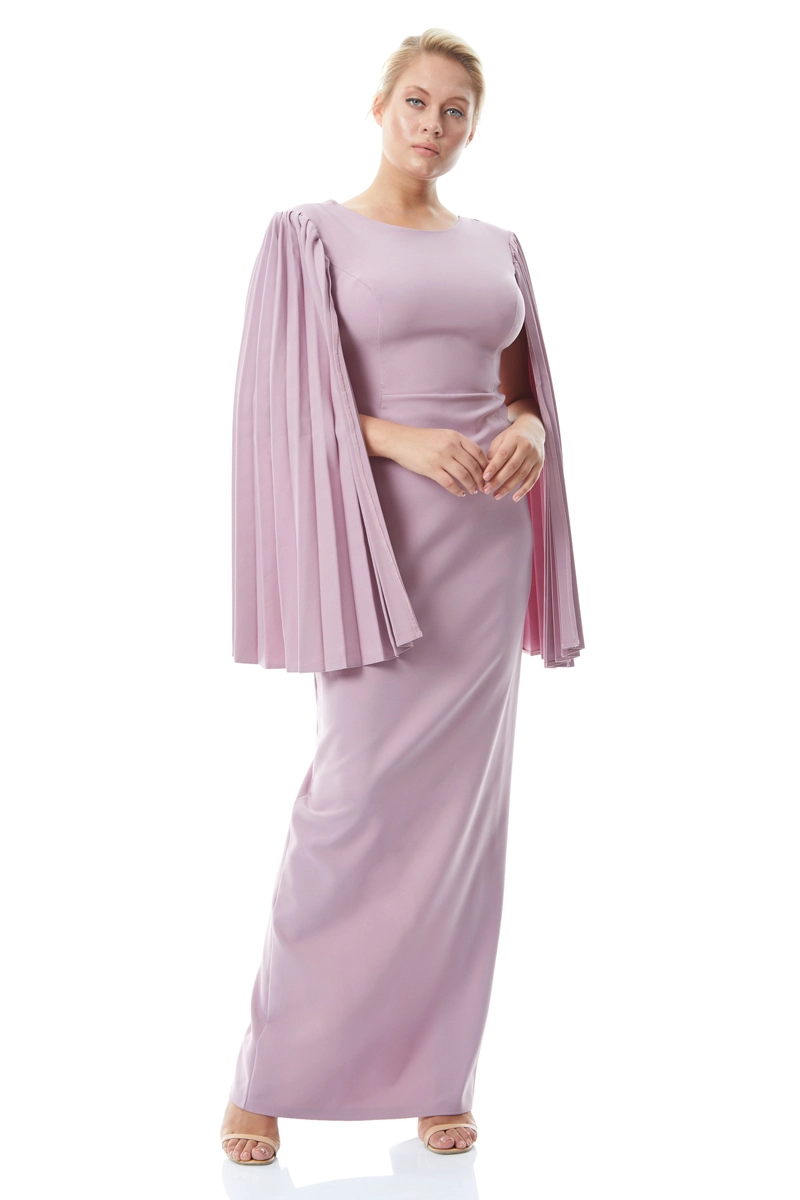 Lilac Plus Size Crepe Long Sleeve Maxi Dress