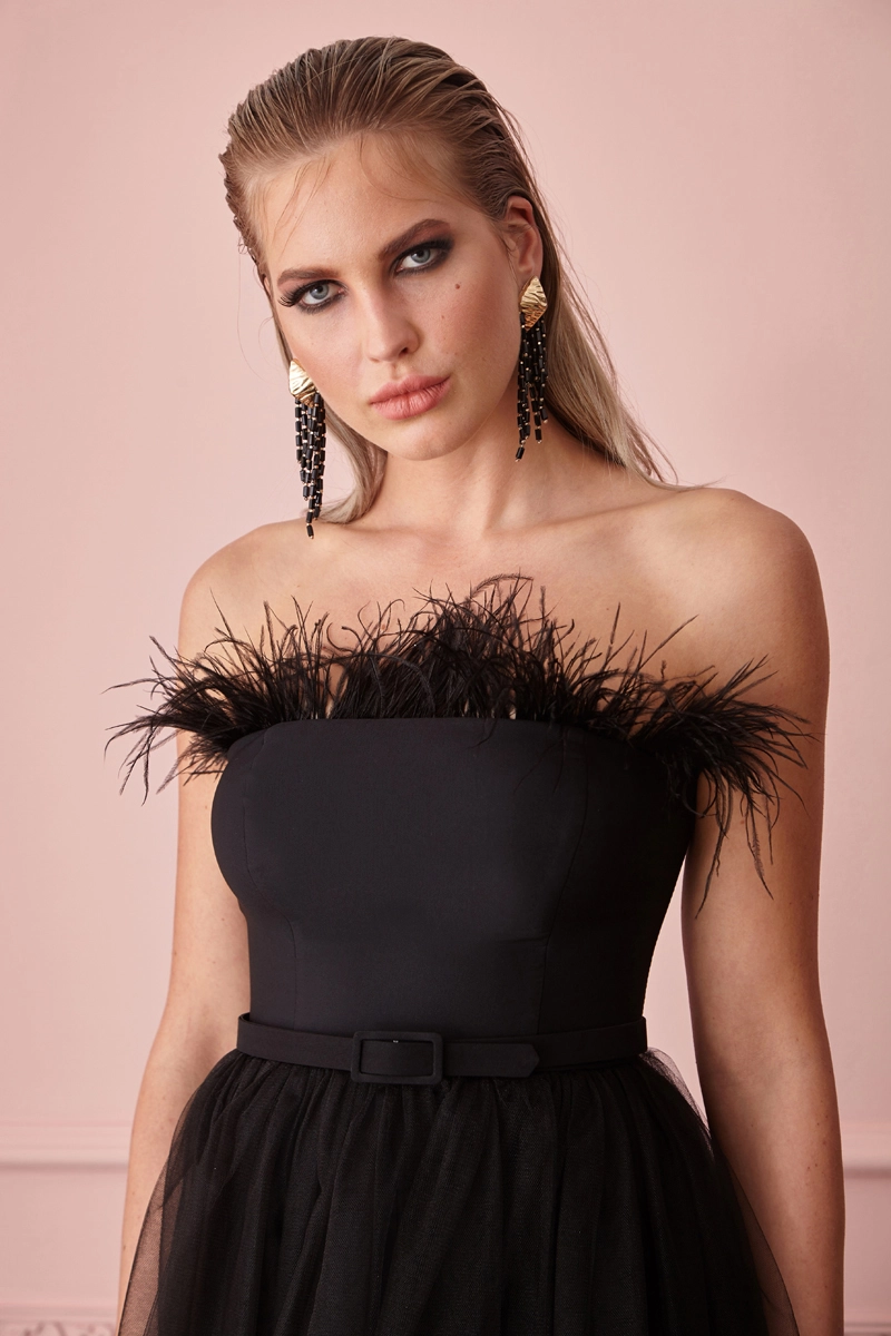 Black Crepe Sleeveless Mini Dress