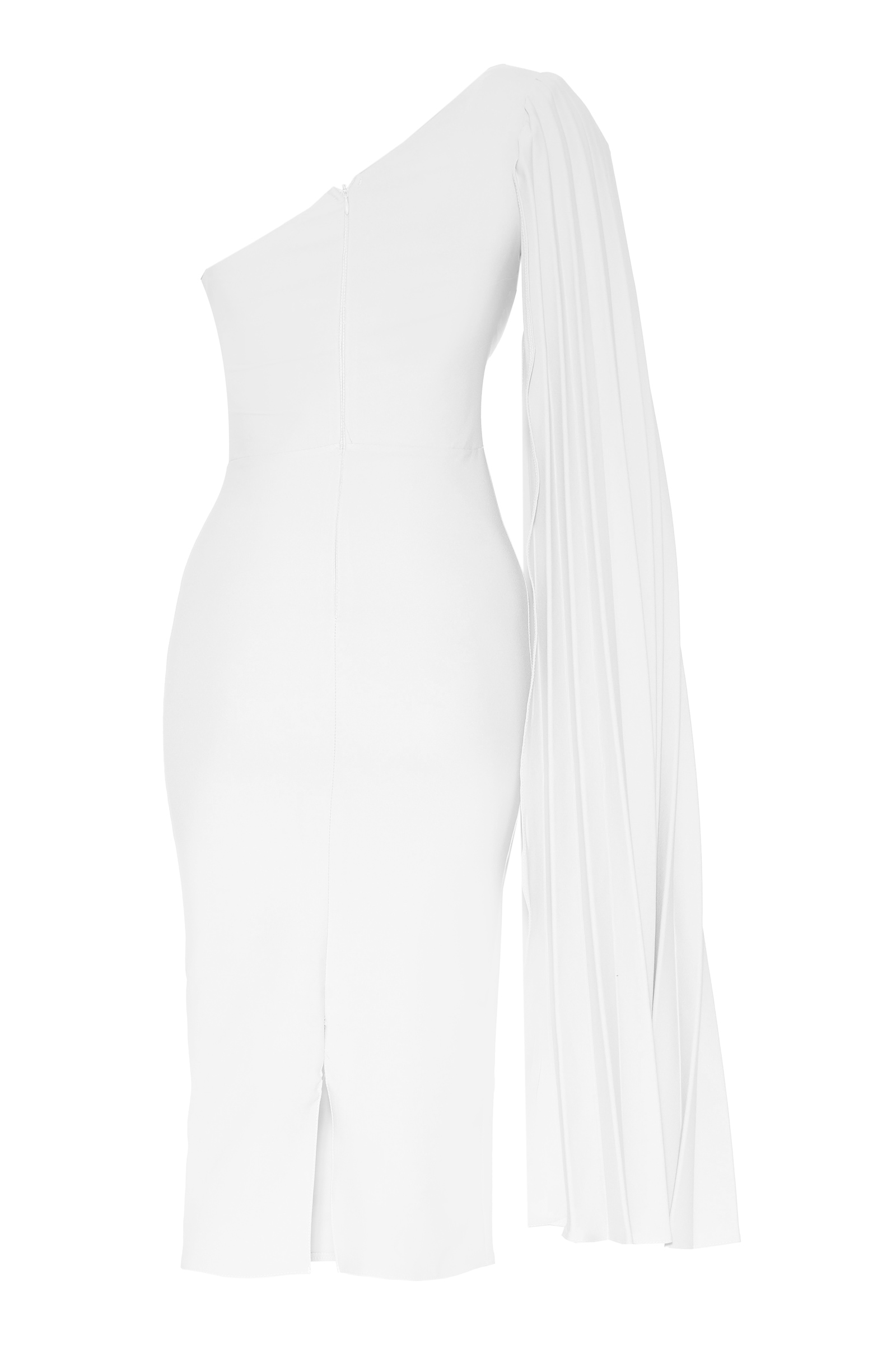 Beyaz Krep Tek Kol Kısa Elbise