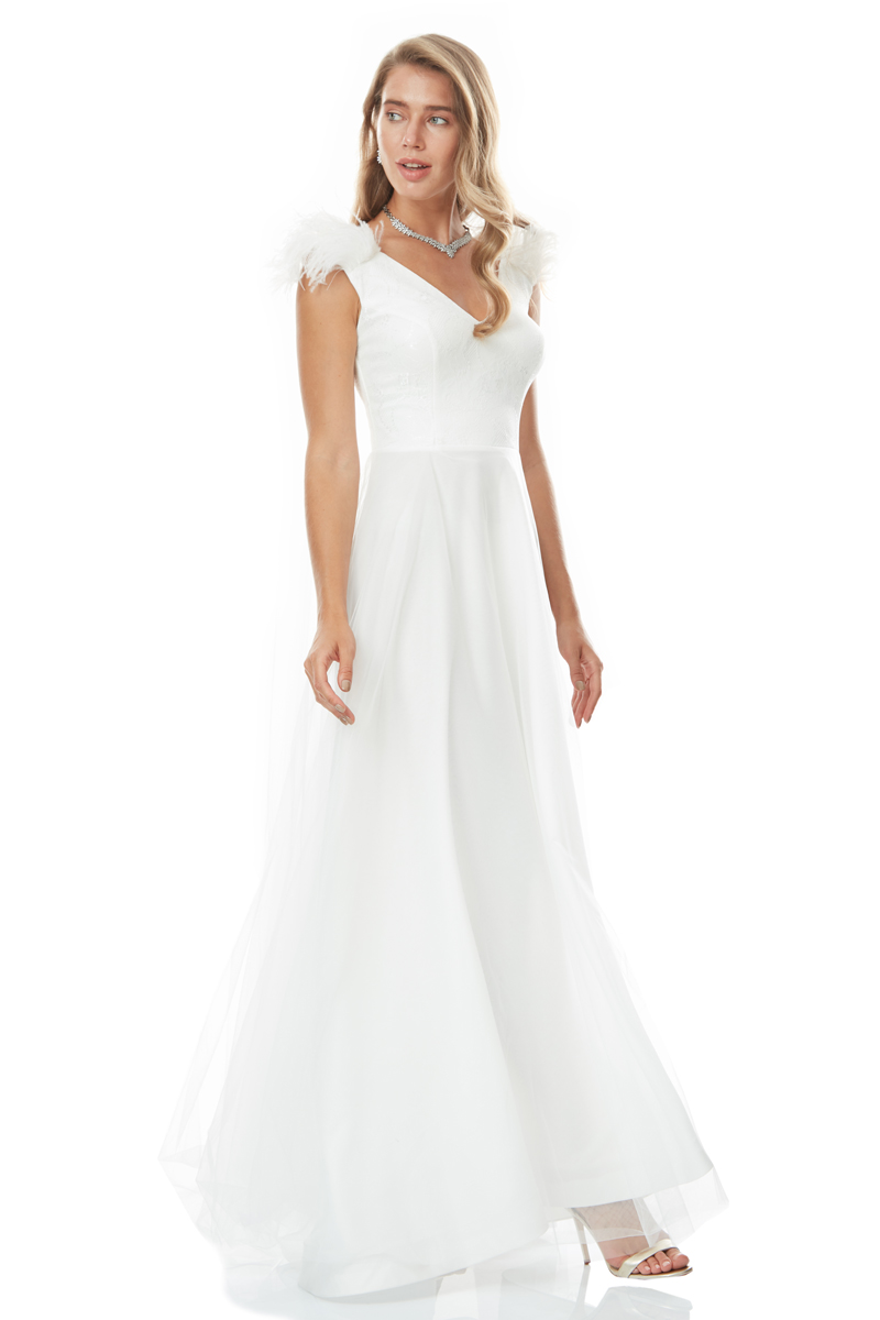 White Tulle Sleeveless Maxi Dress
