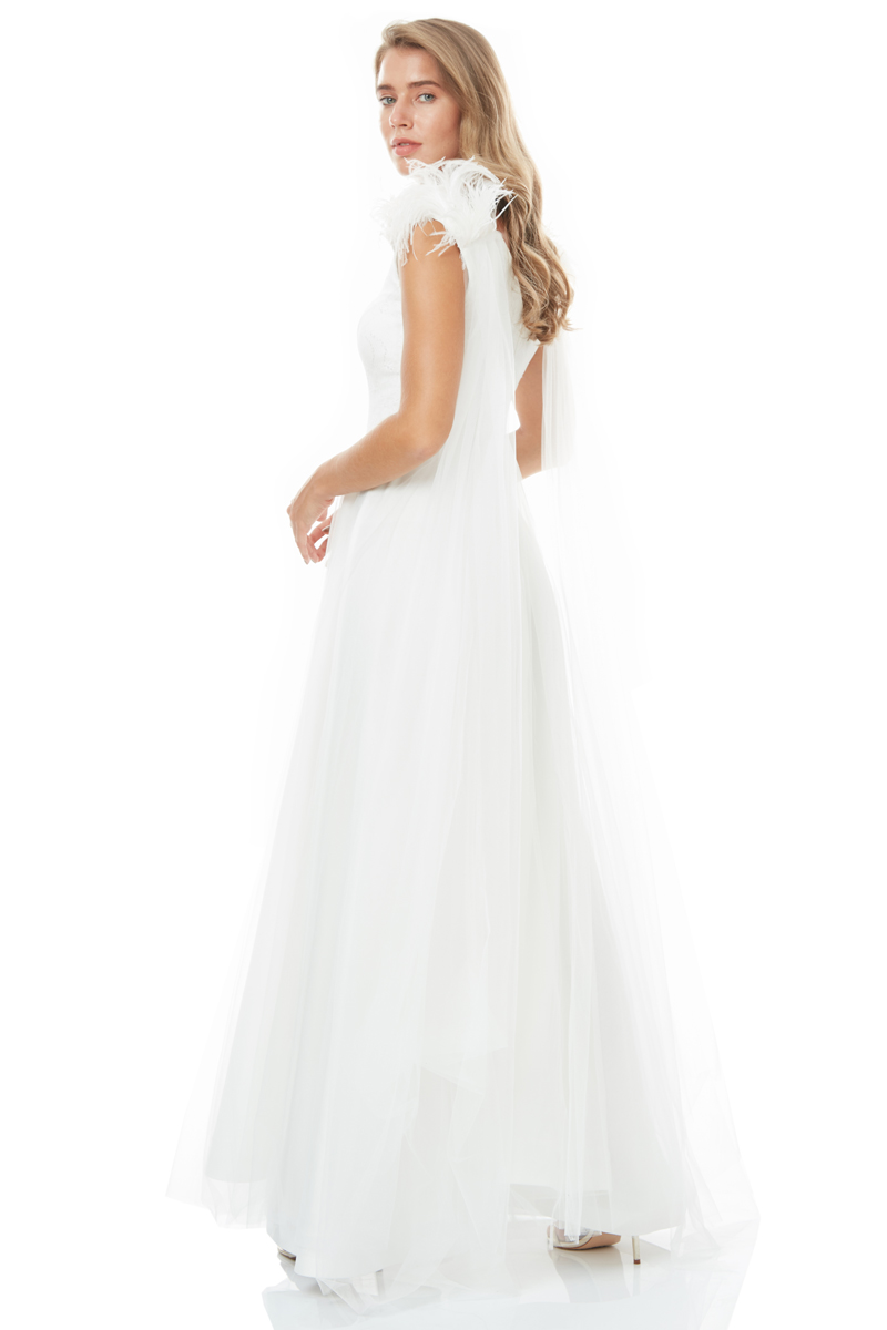 White Tulle Sleeveless Maxi Dress