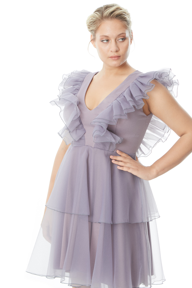 Lilac Plus Size Tulle Sleeveless Mini Dress