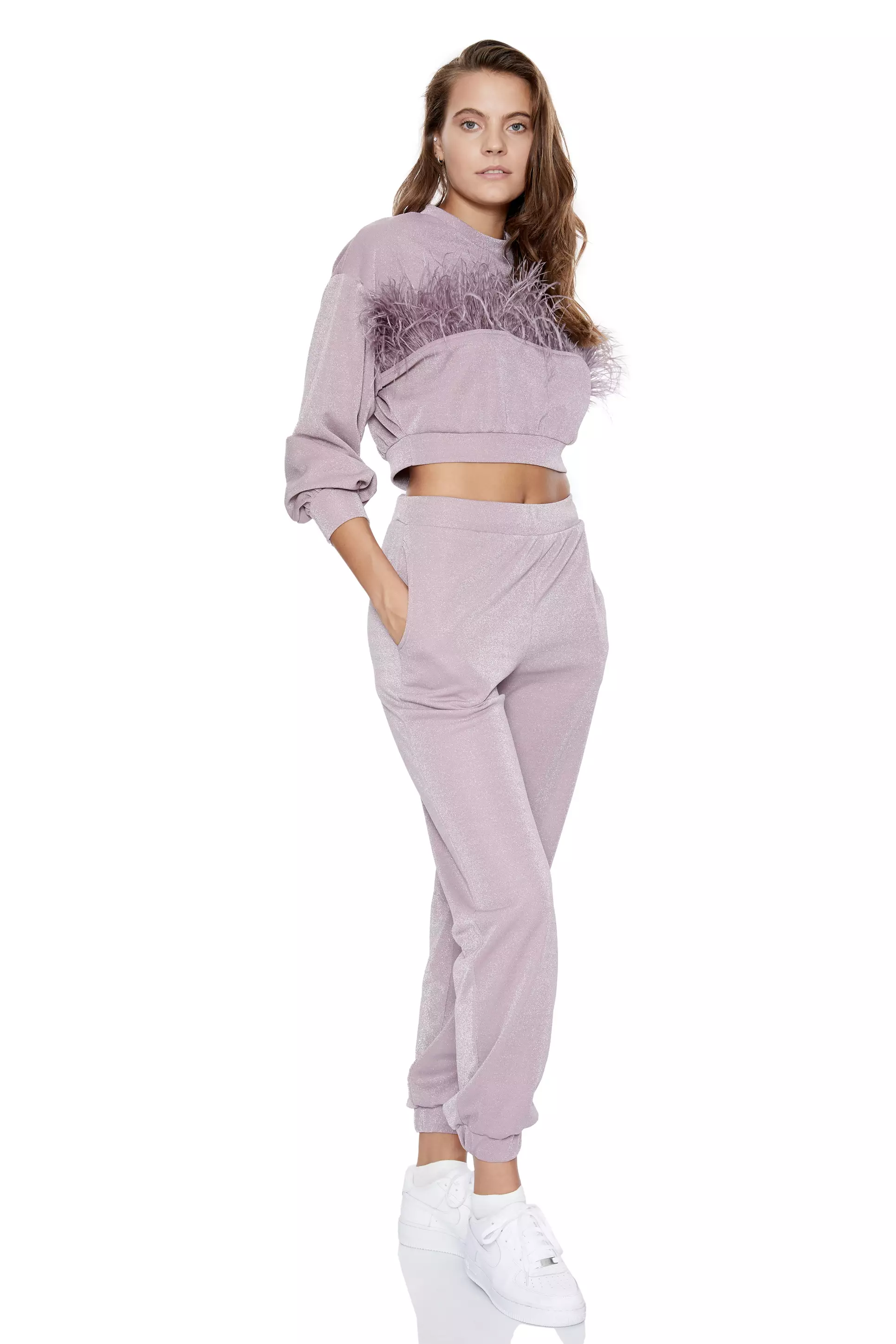 Lilac Woven Long Sleeve Sweatshirt